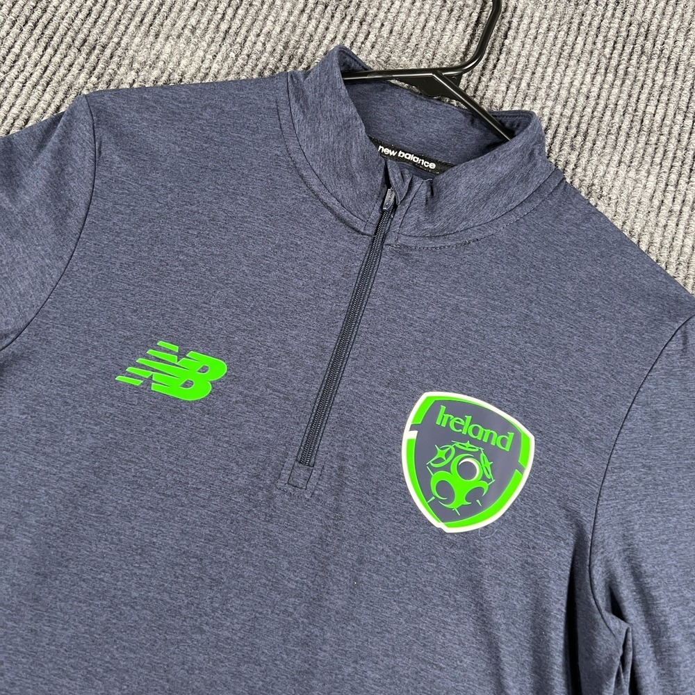 New Balance Ireland Pullover Shirt Mens Small Blue Long Sleeve 1/4 Zip Soccer